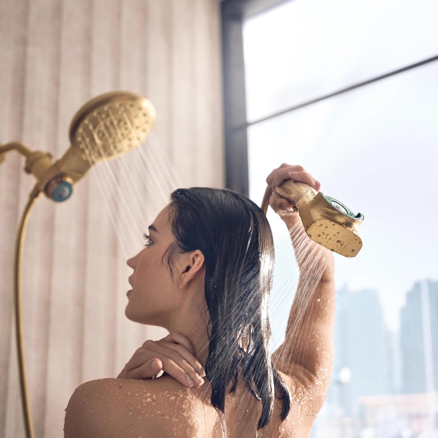 Moen Verso Magnetix Handheld & Rain Shower Head Combo, Brushed Gold