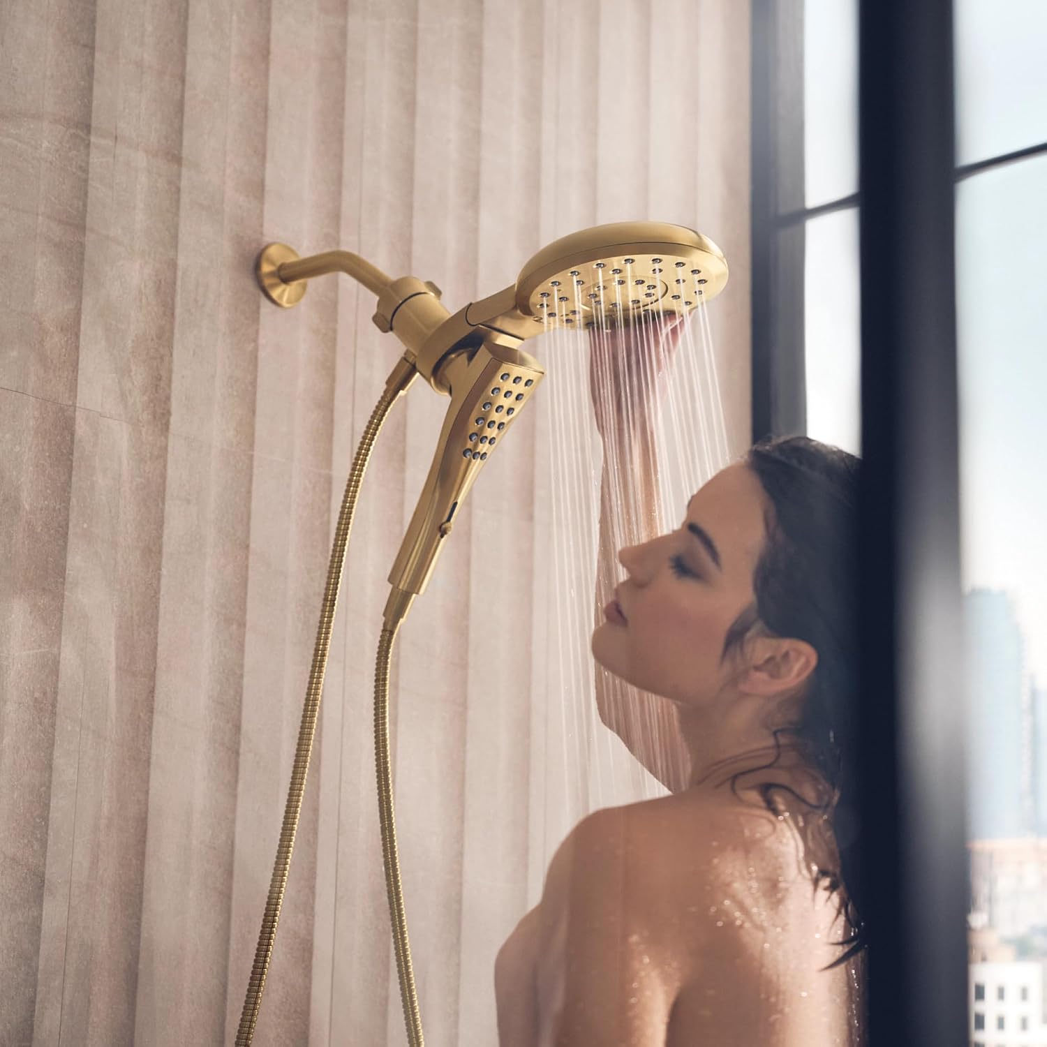 Moen Verso Magnetix Handheld & Rain Shower Head Combo, Brushed Gold