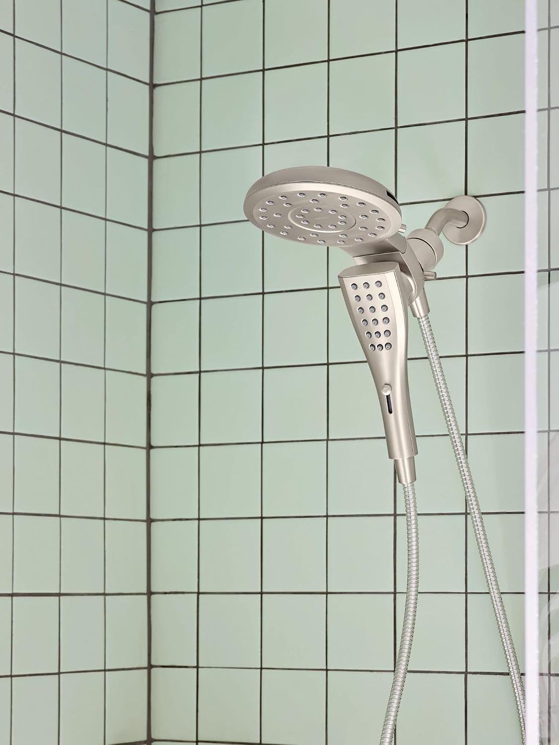 Moen 220C2EPSRN Verso Showerhead Combo, Magnetix, Brushed Nickel Spot Resist Nickel