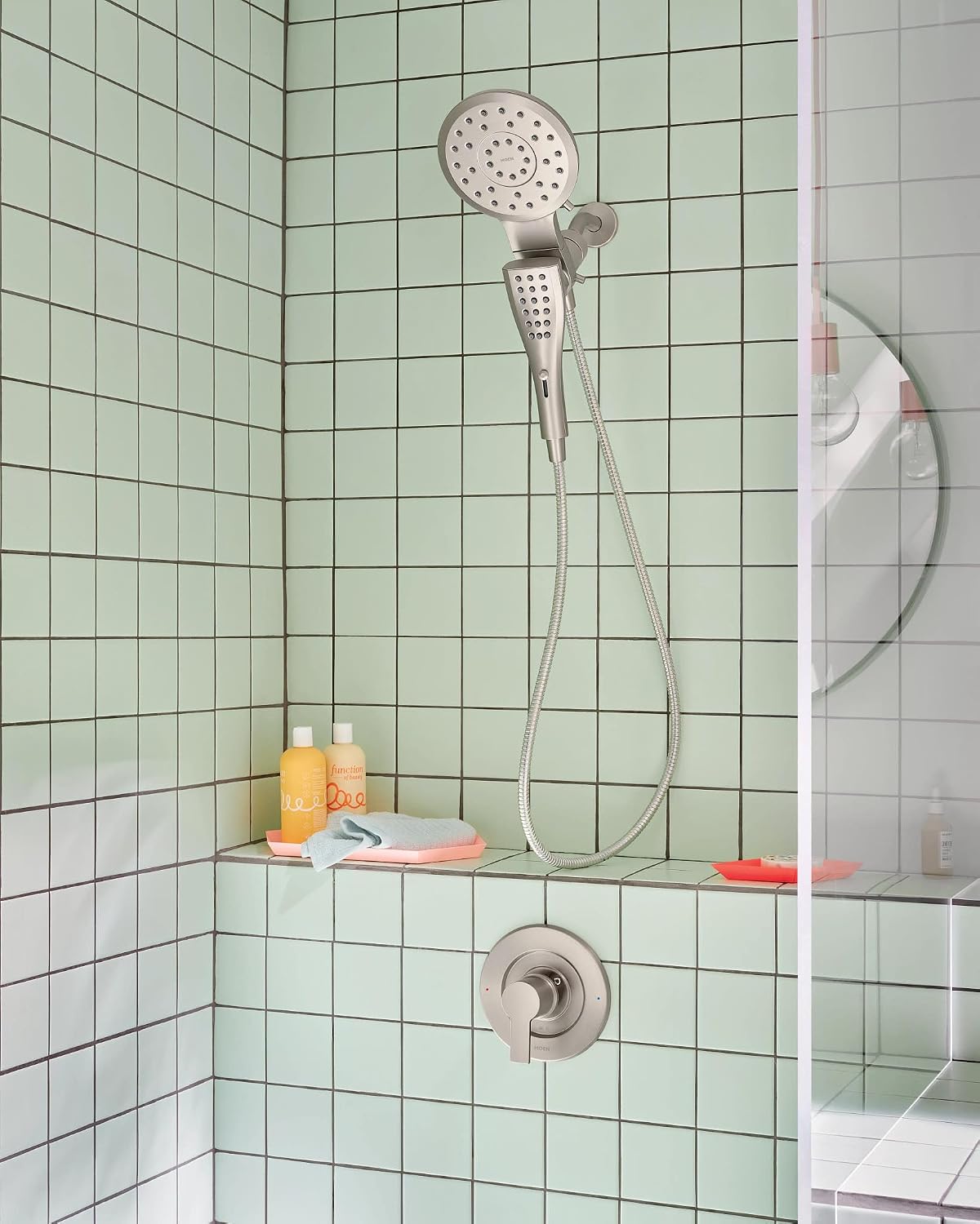 Moen 220C2EPSRN Verso Showerhead Combo, Magnetix, Brushed Nickel Spot Resist Nickel