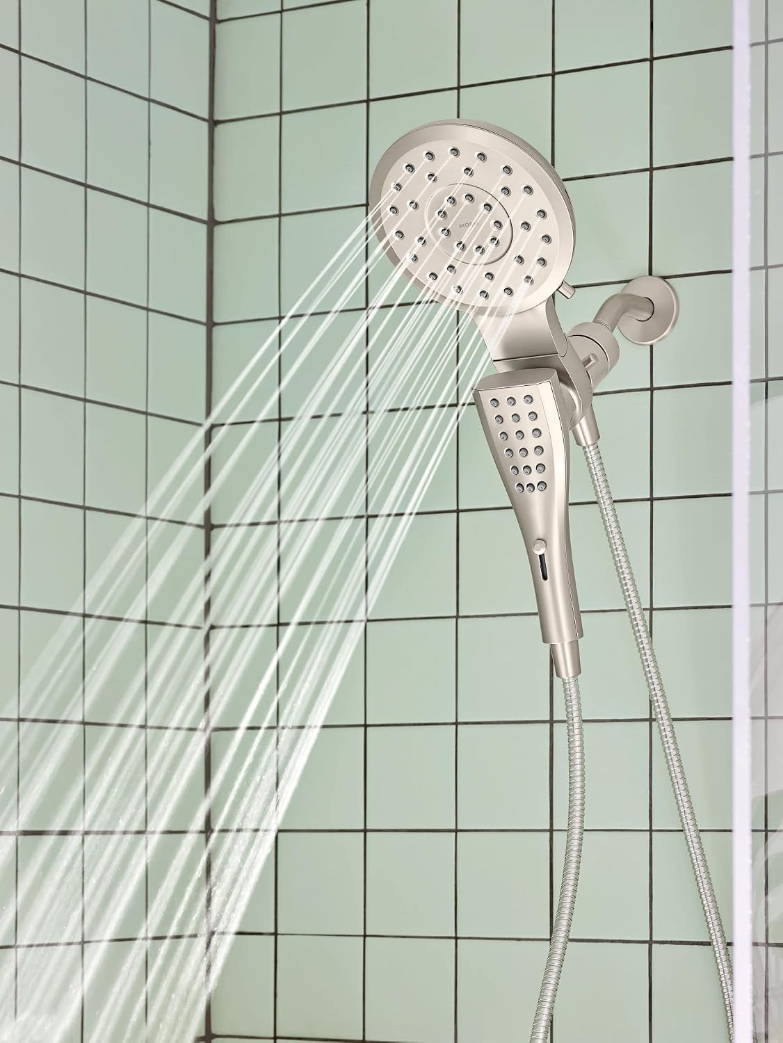 Moen 220C2EPSRN Verso Showerhead Combo, Magnetix, Brushed Nickel Spot Resist Nickel