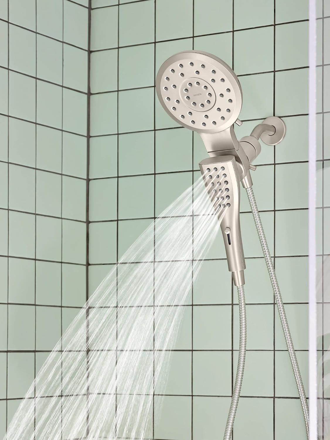 Moen 220C2EPSRN Verso Showerhead Combo, Magnetix, Brushed Nickel Spot Resist Nickel