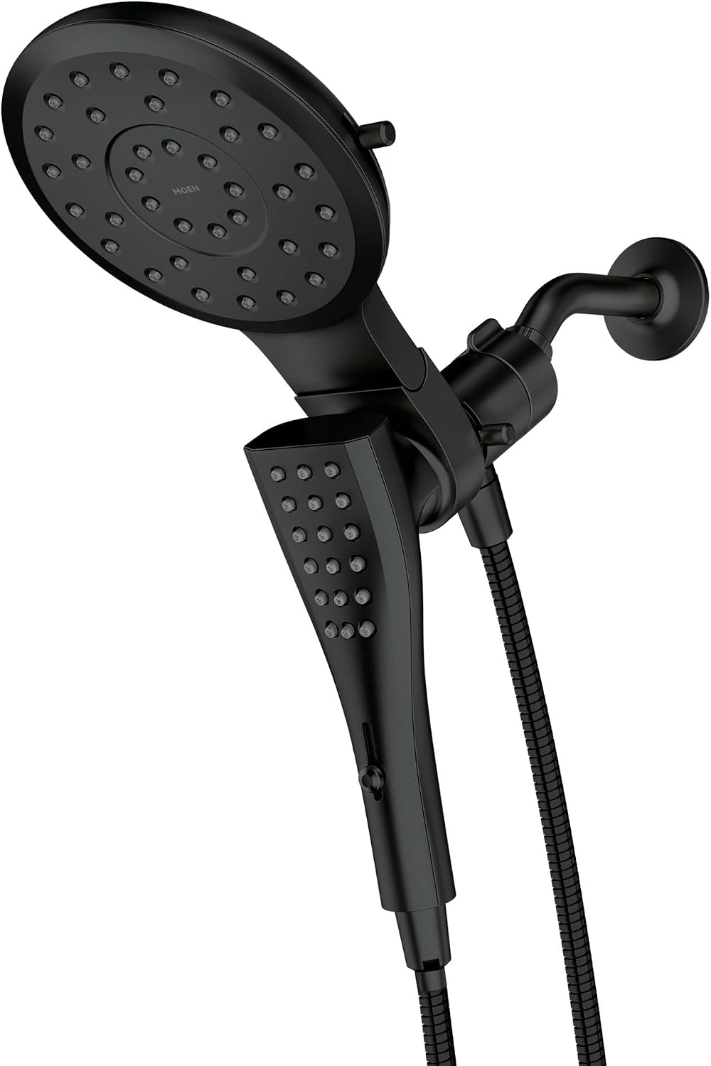 Moen Verso Matte Black Eight-Function 7" Diameter Spray Head Standard with Handshower and 72-inch Hose with Eco Performance, 220C3EPBL