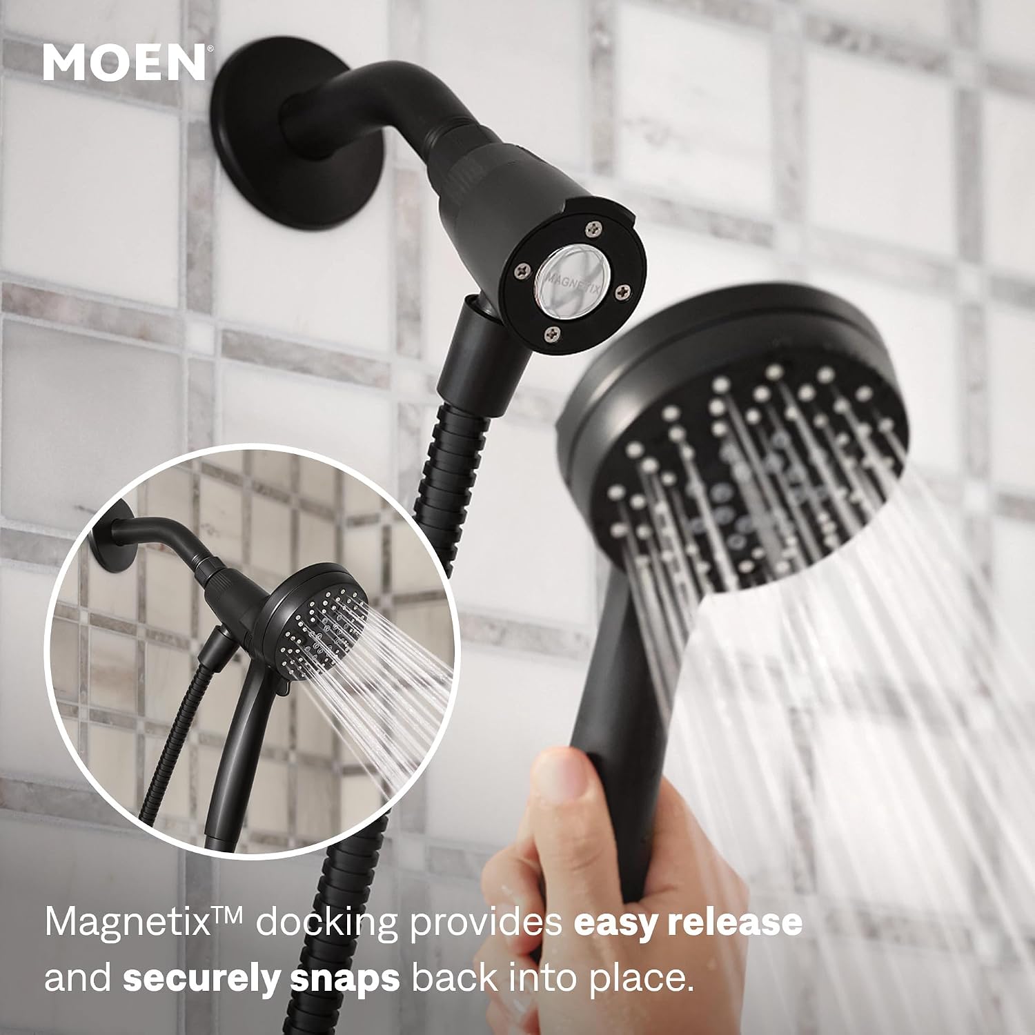 Moen Engage Magnetix Handheld Showerhead, Matte Black, 26100EPBL