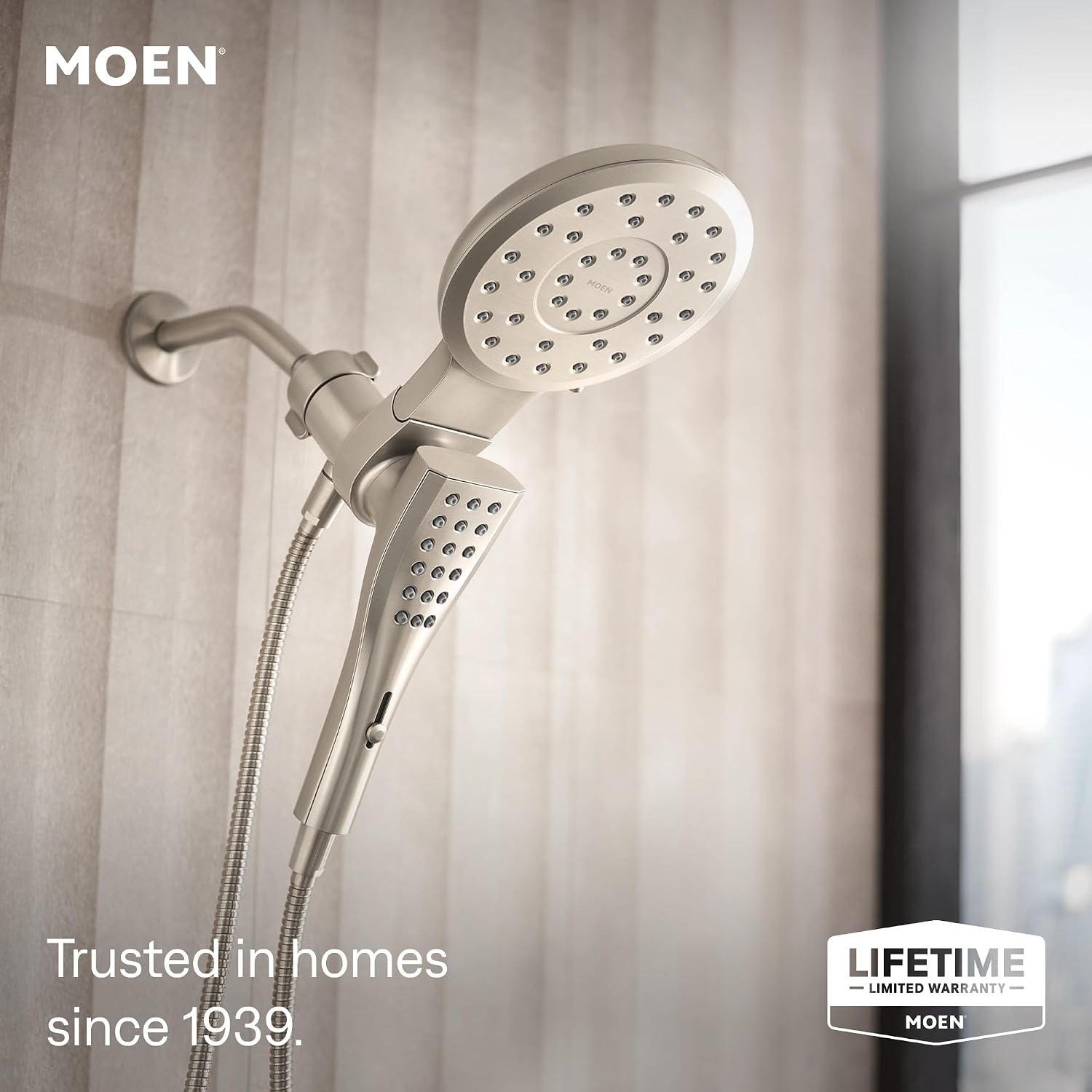 Moen Verso 8-Function Showerhead & Handshower, Brushed Nickel, 220C3EPBN
