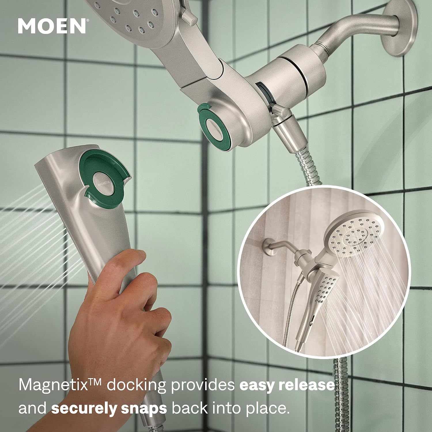Moen Verso 8-Function Showerhead & Handshower, Brushed Nickel, 220C3EPBN