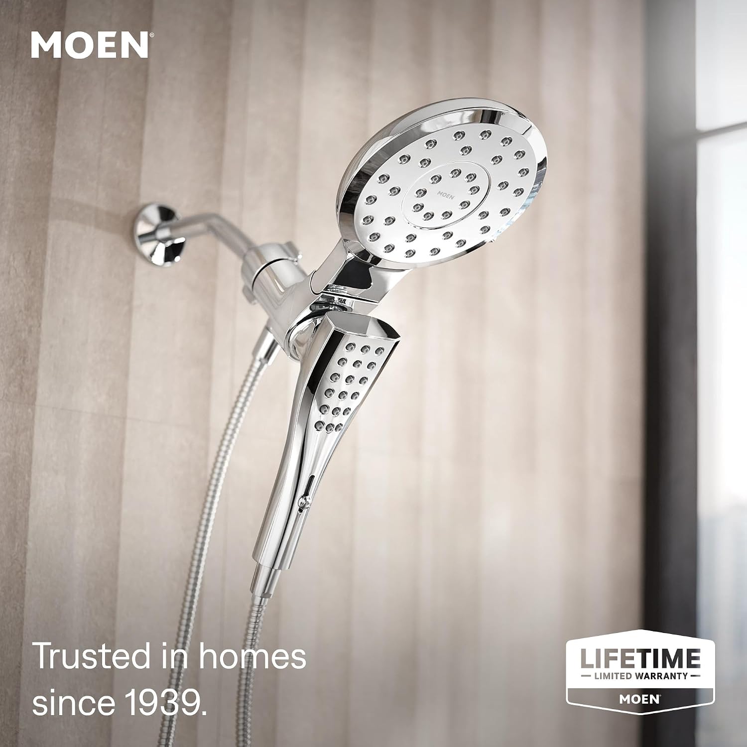 Moen Verso Rain Showerhead & Handshower Combo, Chrome, 220C2