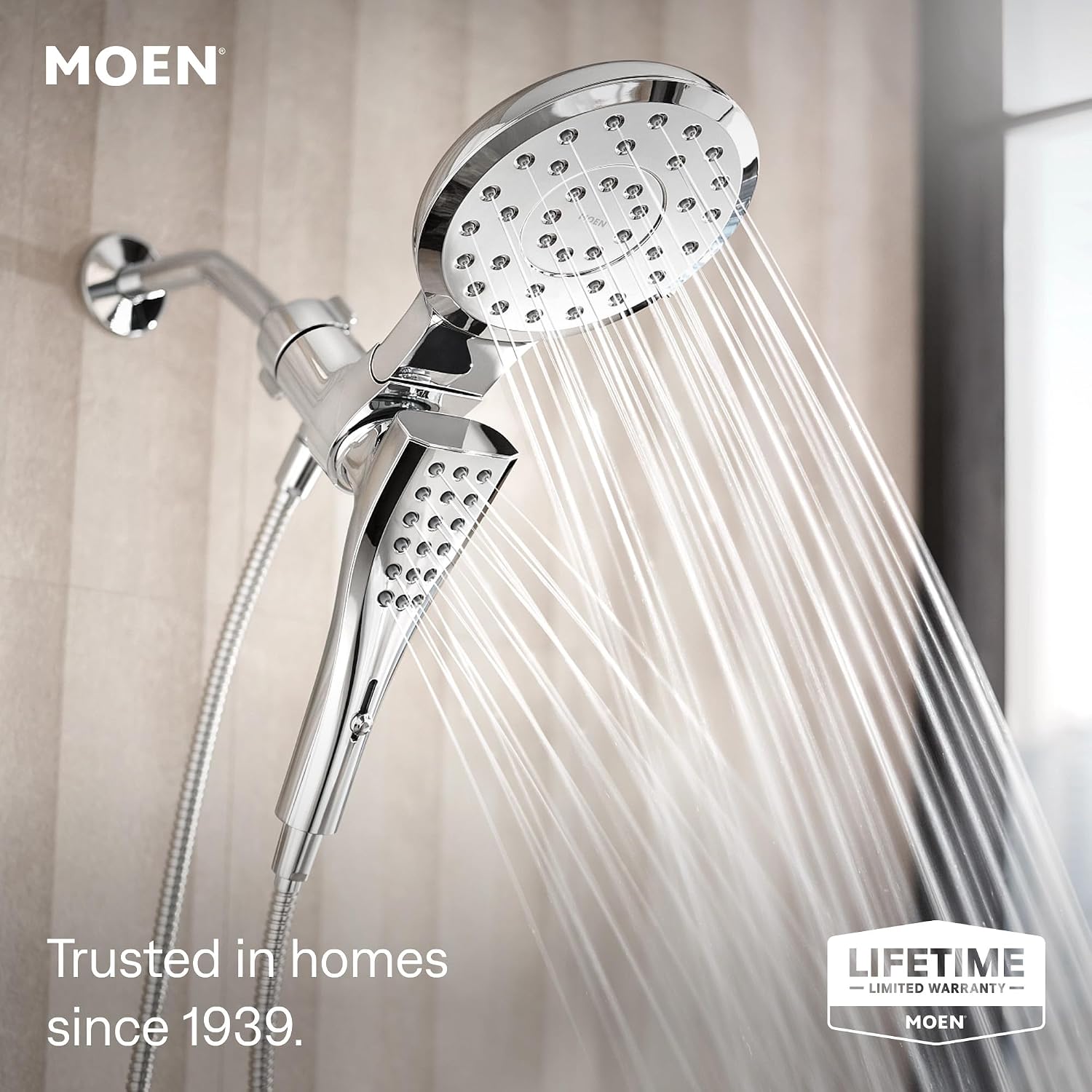 Moen Verso 8-Function Showerhead & Handshower, Chrome, 220C3EP