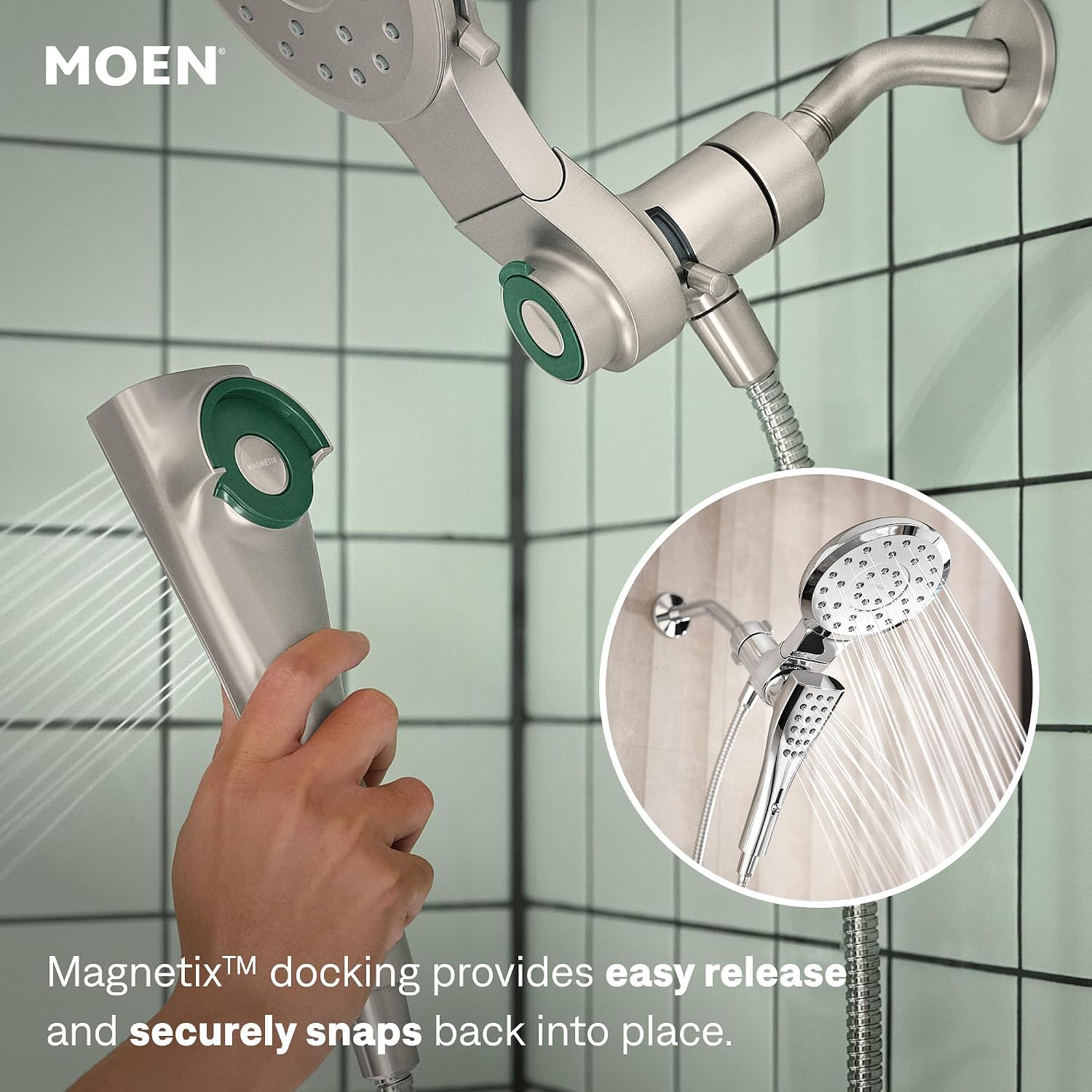 Moen Verso 8-Function Showerhead & Handshower, Chrome, 220C3EP