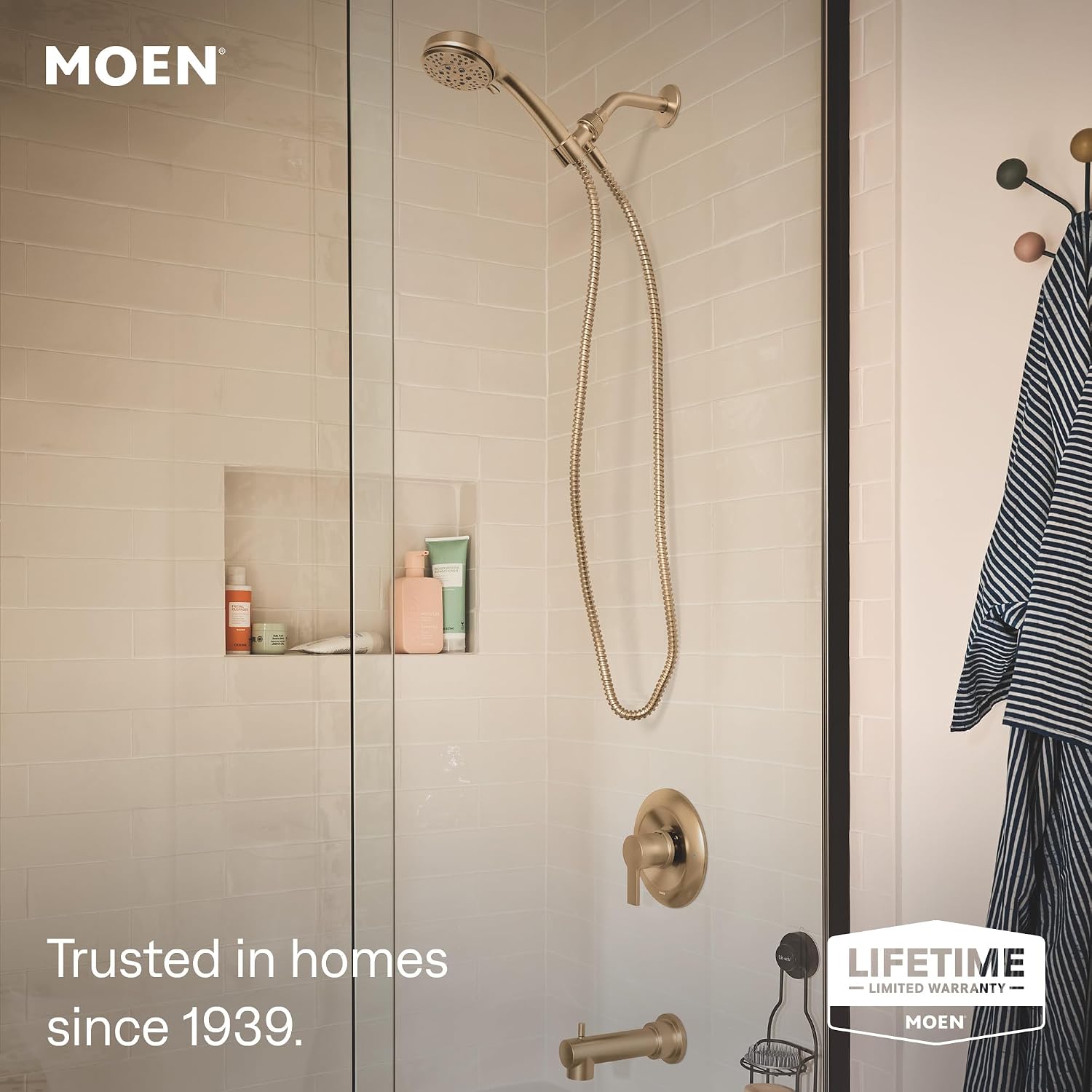 Moen Meena Tub & Shower Faucet with Handshower, Bronzed Gold, 82618BZG