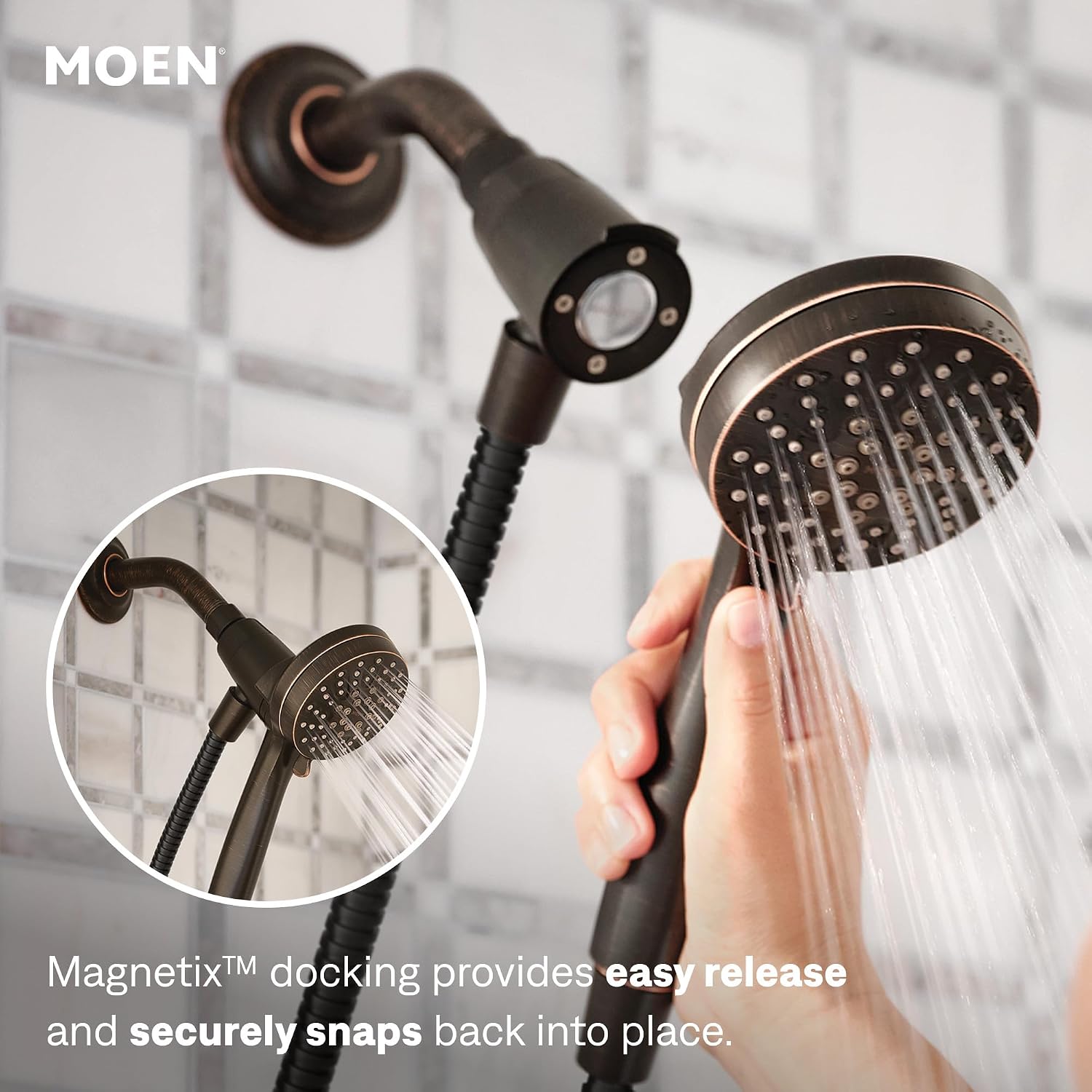 Moen Engage Magnetix Handheld Showerhead, Mediterranean Bronze, 26100BRB