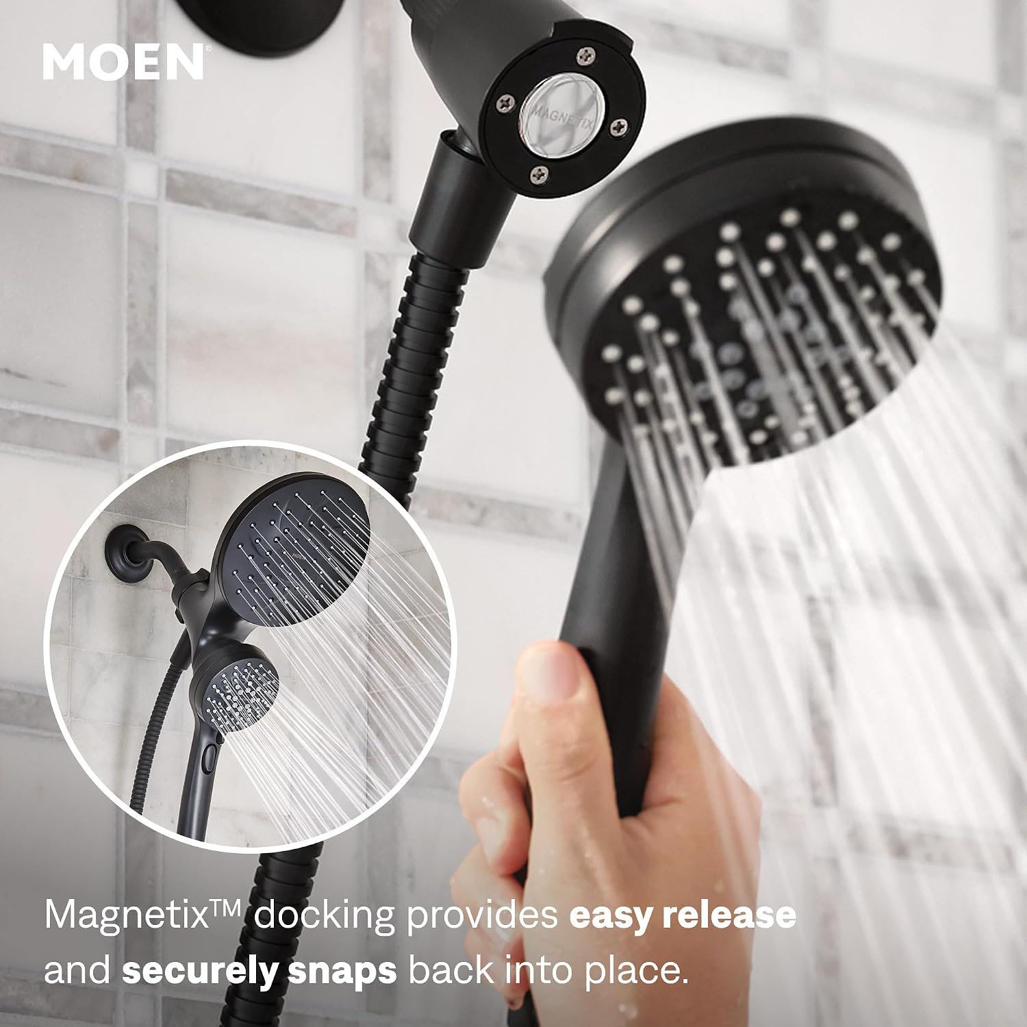 Moen Engage Magnetix Tub & Shower Trim Kit, Matte Black, 82304BL