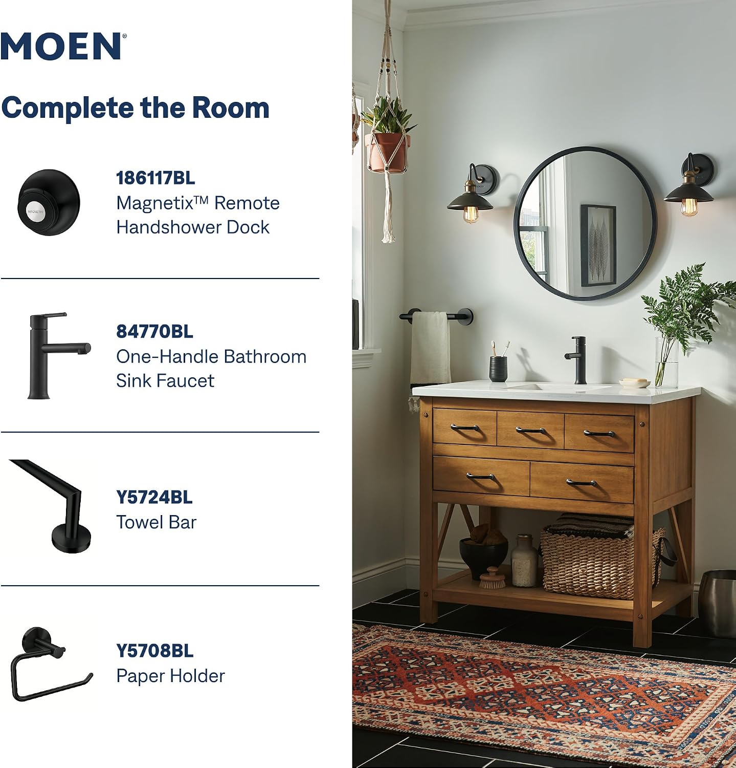 Moen Engage Magnetix Handheld Showerhead, Matte Black, 26100BL