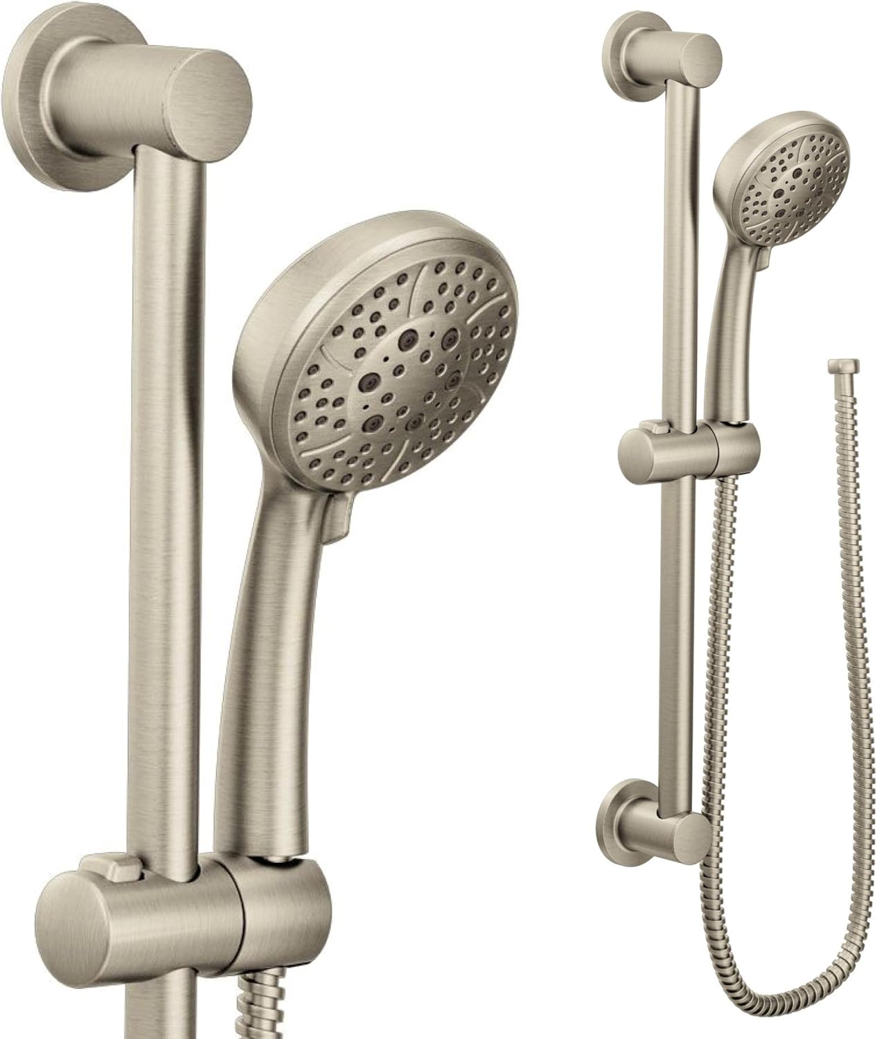 Moen Eco-Performance Brushed Nickel 4-Spray Pattern Handheld Showerhead with 69-Inch-Long Hose with 30-Inch Slide Bar, 3669EPBN