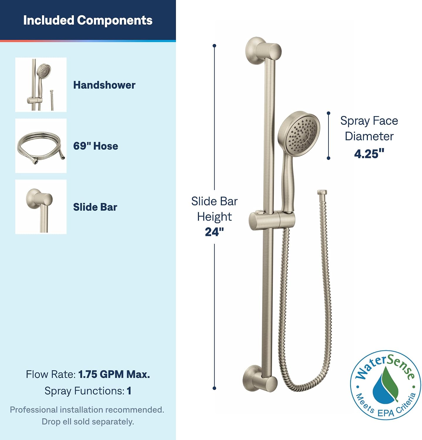 Moen Eco-Performance Handheld Showerhead, Brushed Nickel, 3668EPBN