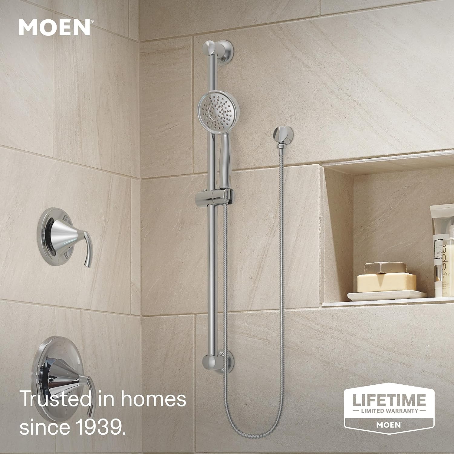 Moen Eco-Performance Handheld Showerhead with Slide Bar, Chrome, 3668EP