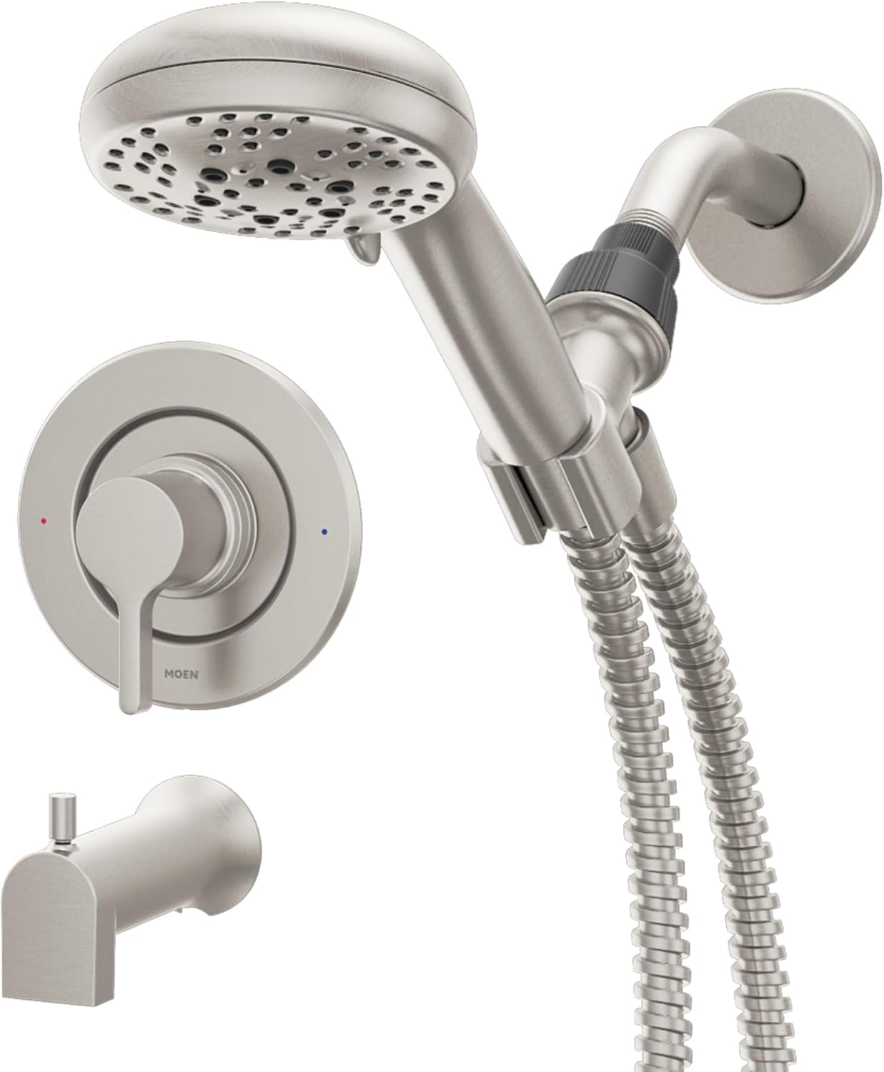 Moen 82775SRN Beric Spot Resist Brushed Nickel Shower System with Valve Spot Resist Nickel