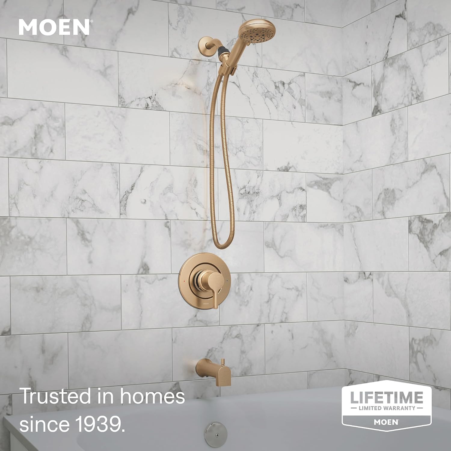 Moen 82775BZG Beric Single-Handle Tub and Shower Faucet, Bronzed Gold