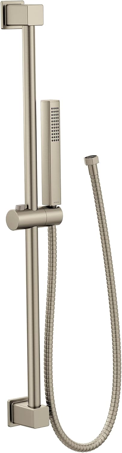 Moen Brushed Nickel One-Function Eco-Performance Modern Handshower with 30-Inch Slide Bar and 69-Inch Hose, 3988EPBN