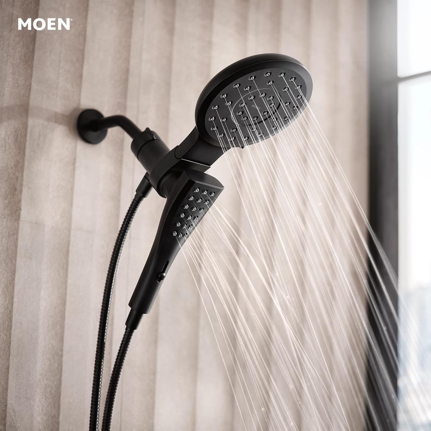 Moen 220C2EPBL Verso Magnetix Rain Shower & Handshower Combo, Black Matte Black