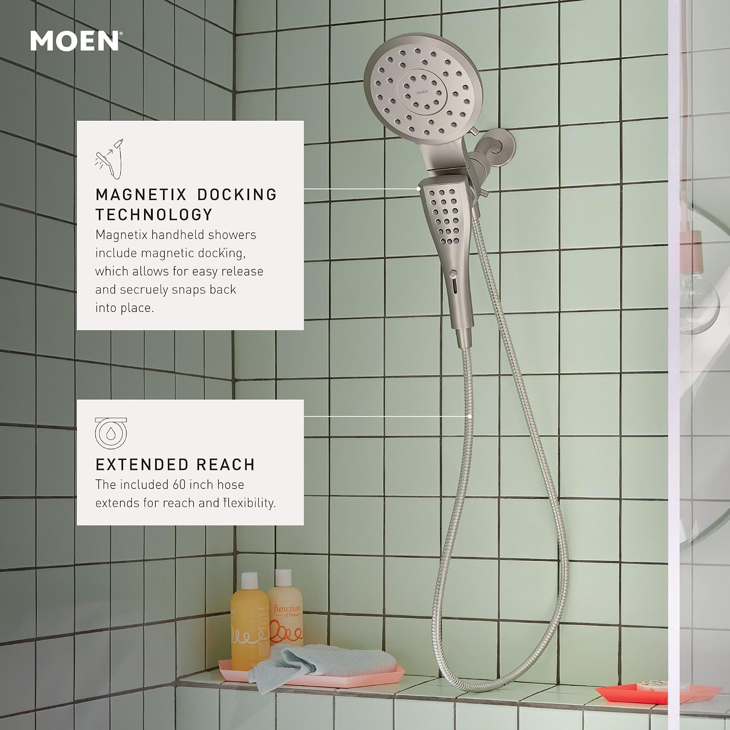 Moen 220C2EPBL Verso Magnetix Rain Shower & Handshower Combo, Black Matte Black