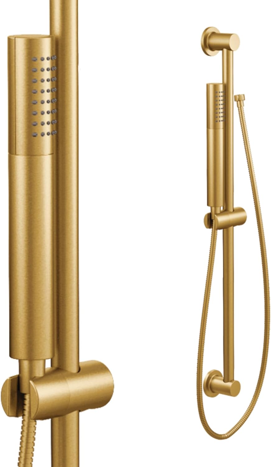 Moen Brushed Gold Modern Eco-Performance Handshower, Handheld Shower with 30-Inch Slide Bar and 69-Inch Metal Hose, 3887EPBG
