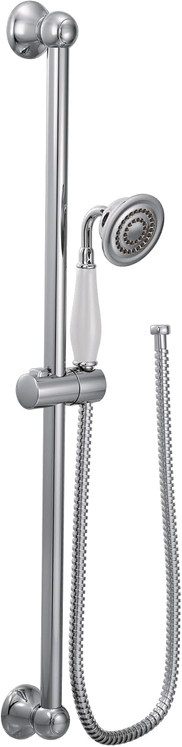 Moen Weymouth Chrome Traditional Eco-Performance Handshower Handheld Shower with 30-Inch Slide Bar and 69-Inch Metal Hose, S12107EP