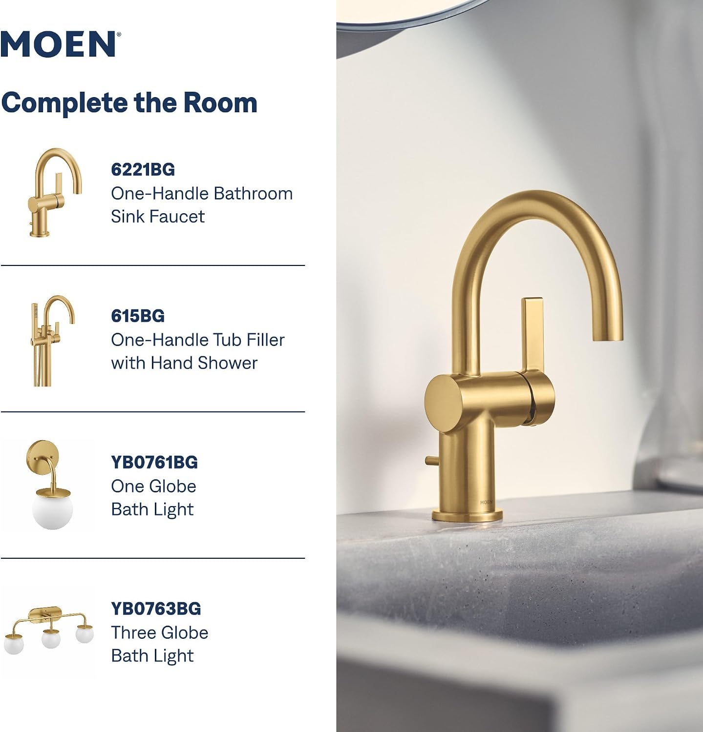 Moen Cia Rain Shower Trim Kit, Valve Required, Brushed Gold, T2262EPBG