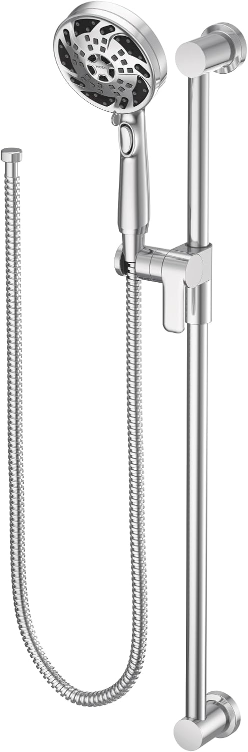 Moen 3670EP 5-Function Massaging Handshower with Toggle Pause, Includes 30-Inch Slide Bar and 69-Inch Hose, Chrome