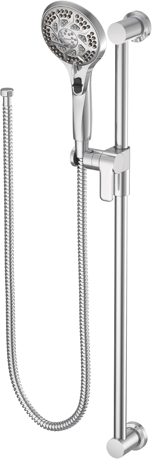 Moen 3671EP 5-Function Massaging Handshower with Toggle Pause, Includes 30-Inch Slide Bar and 69-Inch Hose, Chrome