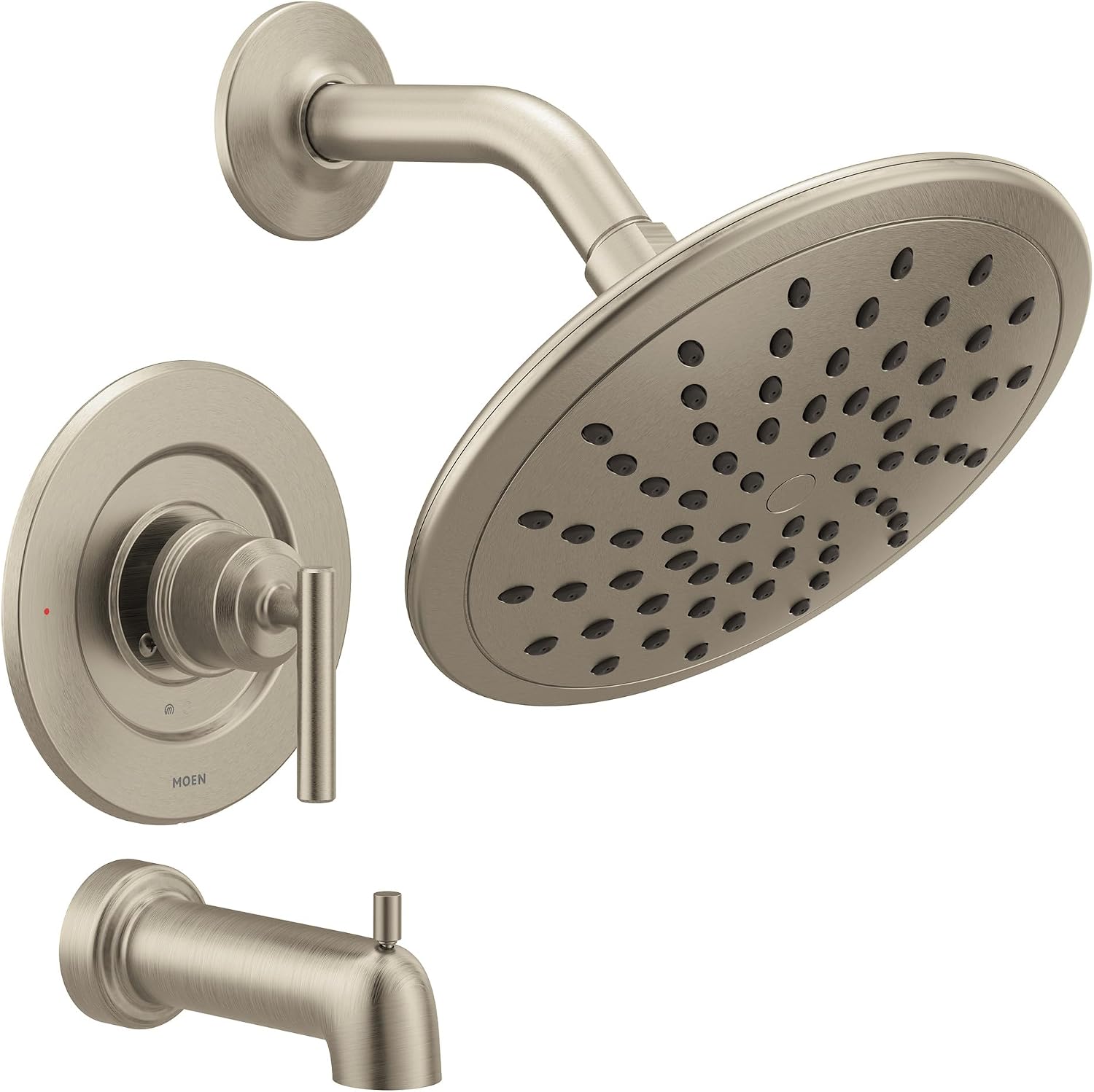 Moen T3003EPBN Gibson Posi-Temp Pressure Balancing Modern Tub and Shower Trim with 8-Inch Rainshower, Valve Required, Brushed Nickel