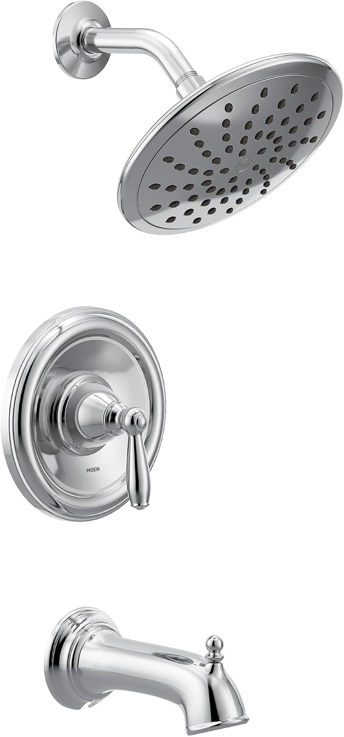 Moen T2253EP Brantford Posi-Temp Tub and Shower Trim Kit with 8-Inch Eco-Performance Rainshower, Valve Required, Chrome