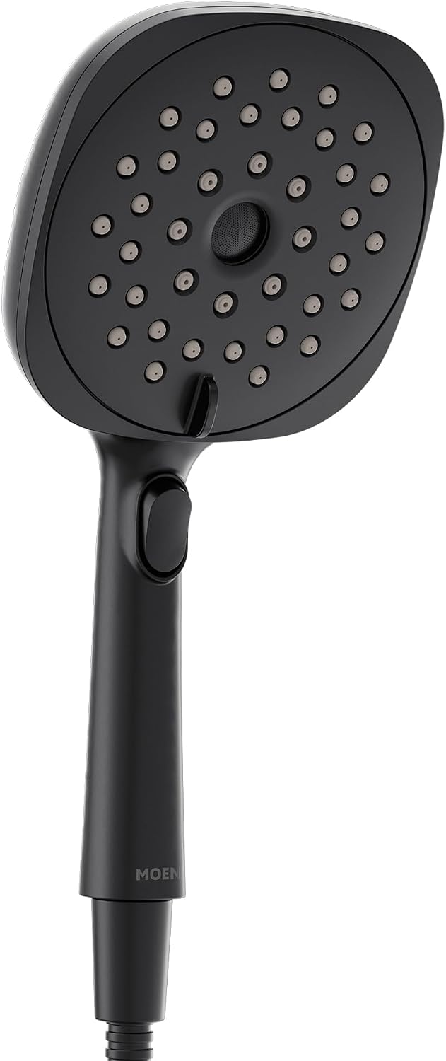 Moen Verso Eco-Performance Infiniti Dial Square Handheld Shower, 6-Inch Diameter Spray Head, Matte Black, 220H4EPBL