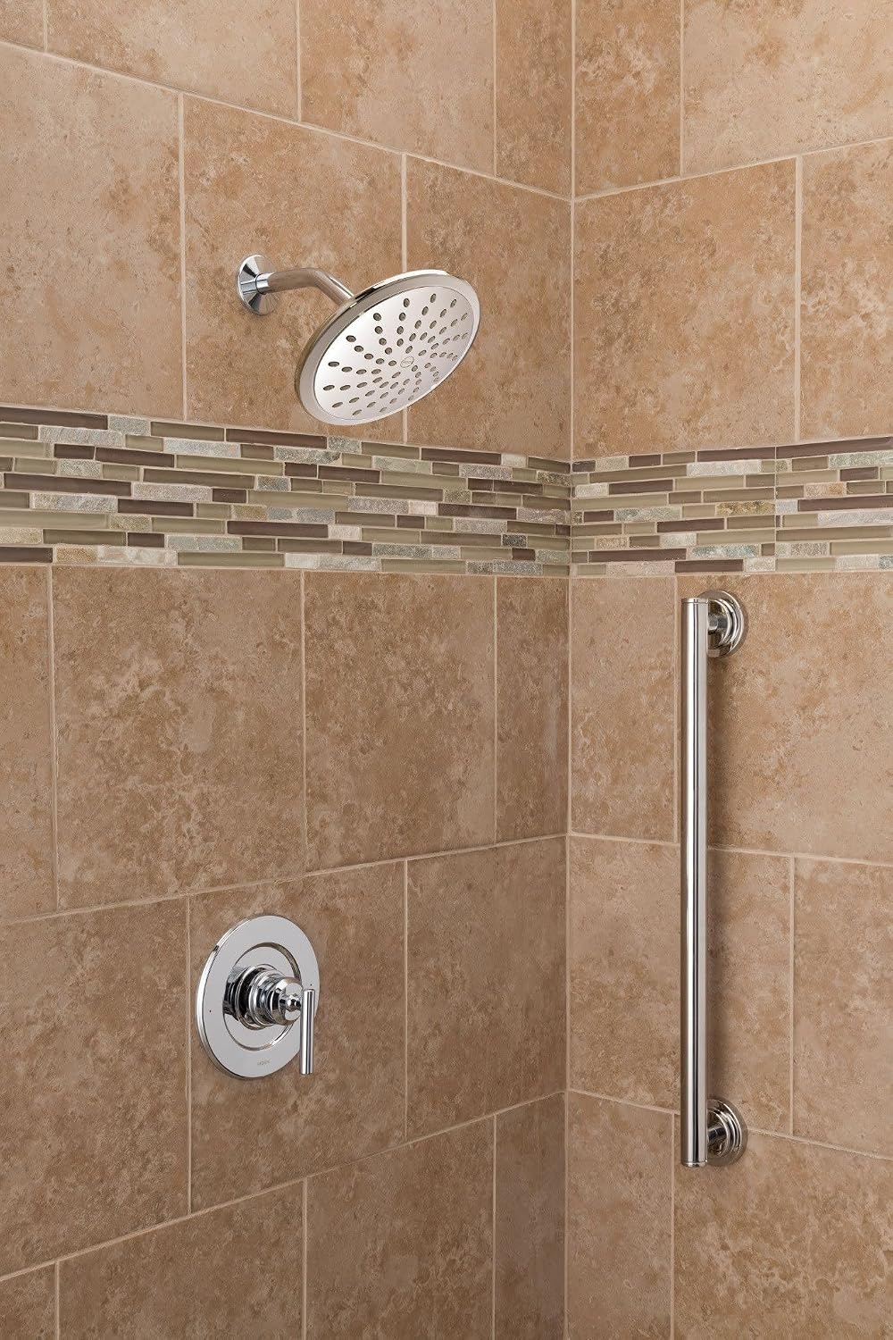 Moen Chrome Bathroom 8-Inch Wide Fixed Rainfall Showerhead, 6345