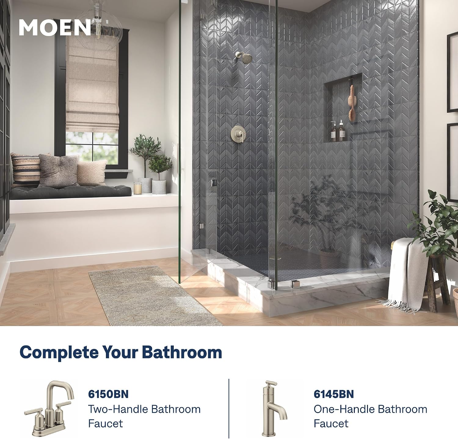 Moen Gibson Rainshower Trim Kit, Valve Required, Brushed Nickel, T3002EPBN