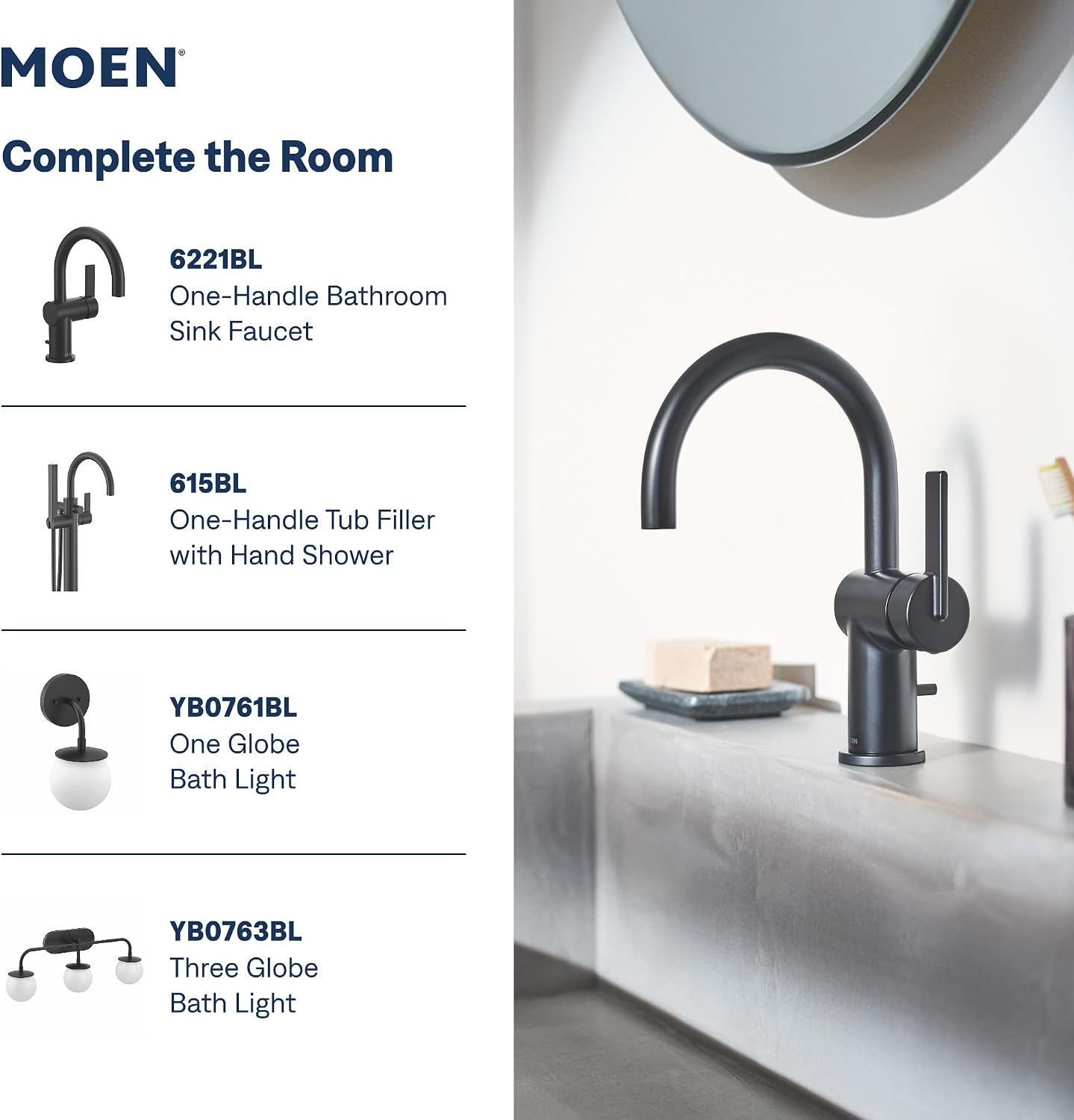 Moen Cia Rain Shower Trim Kit, Valve Required, Matte Black, T2262EPBL