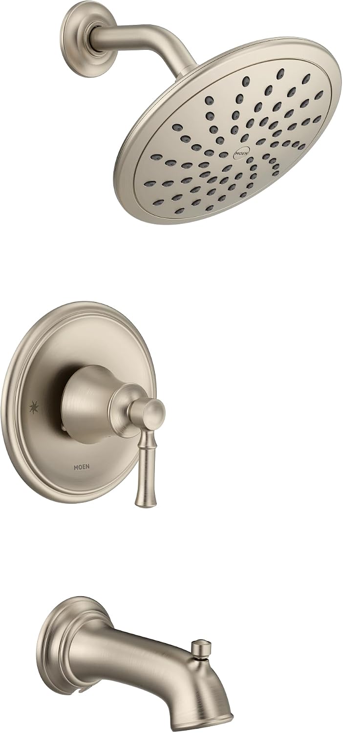 Moen T2283EPBN Dartmoor Tub Shower Faucet System with Rainshower Showerhead without Valve, Brushed Nickel