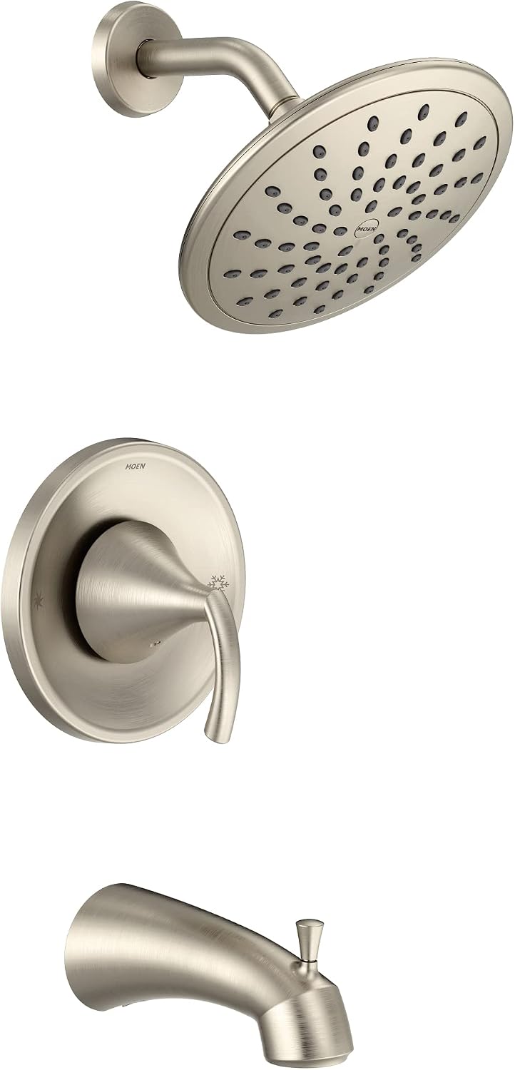 Moen T2843EPBN Glyde Tub Shower Faucet System with Rainshower Showerhead without Valve, Brushed Nickel