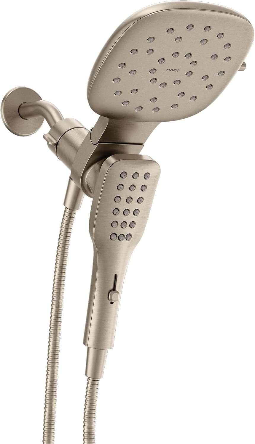 Moen Verso Infiniti Dial Square Rain Shower Head with Detachable Hand Shower Combo, 7-Inch Spray Head, Brushed Nickel, 220C5BN