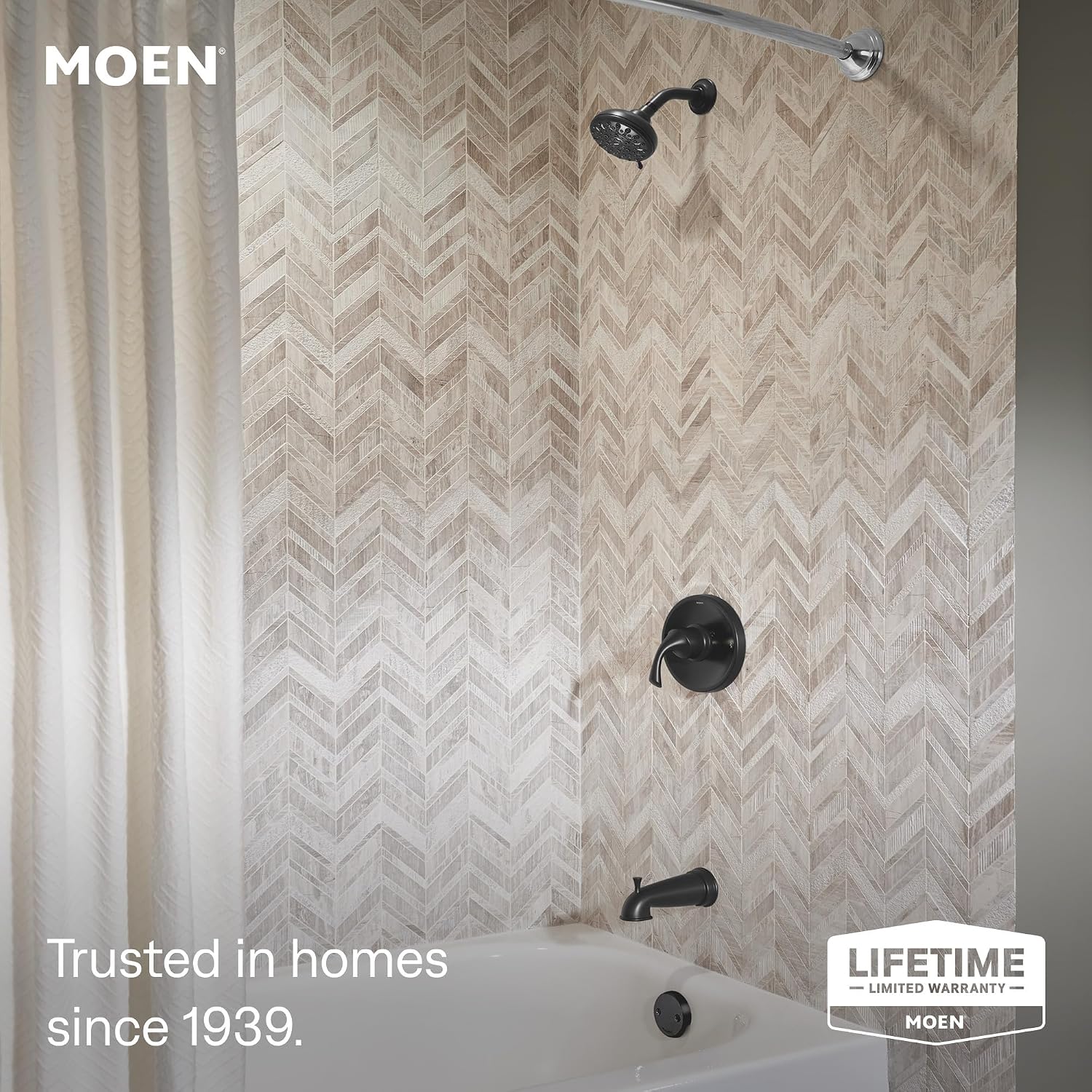 Moen Idora Tub & Shower Faucet, Matte Black, 82115BL
