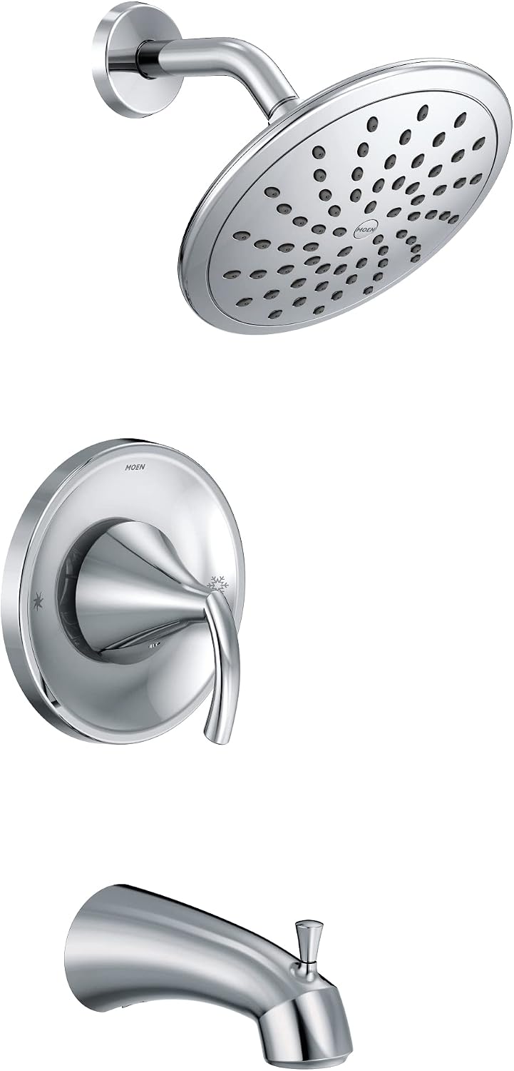 Moen T2843EP Glyde Tub Shower Faucet System with Rainshower Showerhead without Valve, Chrome