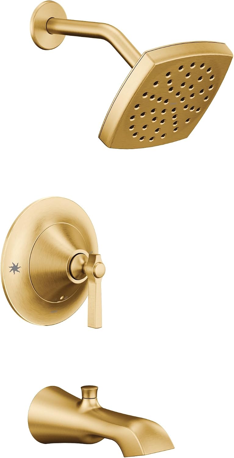 Moen TS2913EPBG Flara Posi-Temp Pressure Balancing Eco-Performance Tub and Shower Trim Kit, Valve Required, Brushed Gold