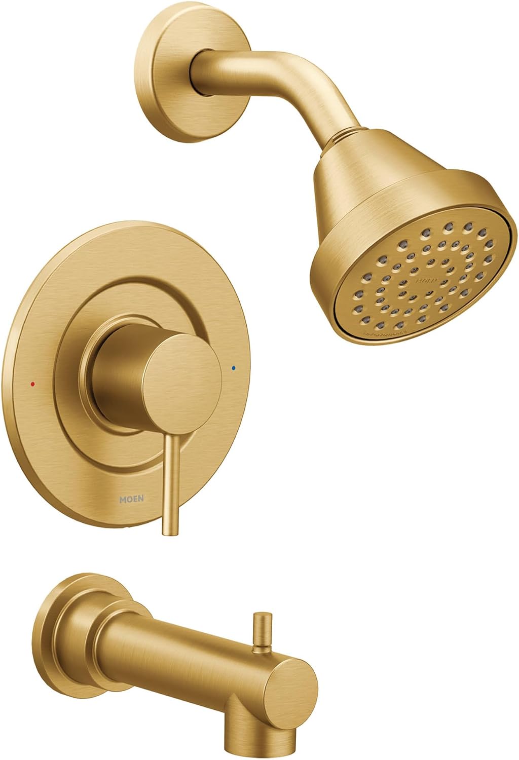 Moen Align Brushed Gold Posi-Temp Pressure Balancing Modern Shower Trim Kit, Featuring Showerhead, Lever Handle, and Tub Spout, Valve Required, T2193BG
