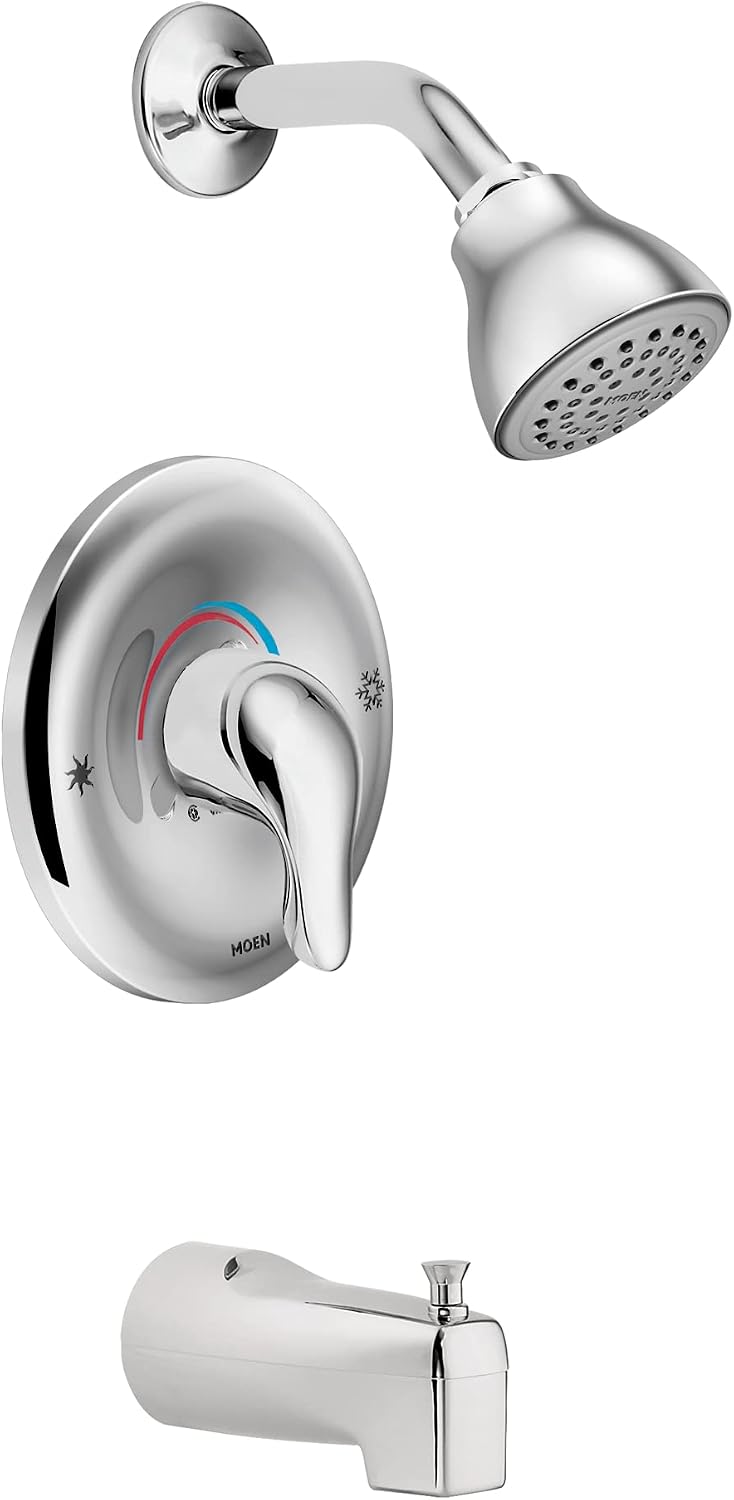Moen L2353EP Chateau Single Handle Posi-Temp Tub and Shower Faucet, Valve Included, Chrome