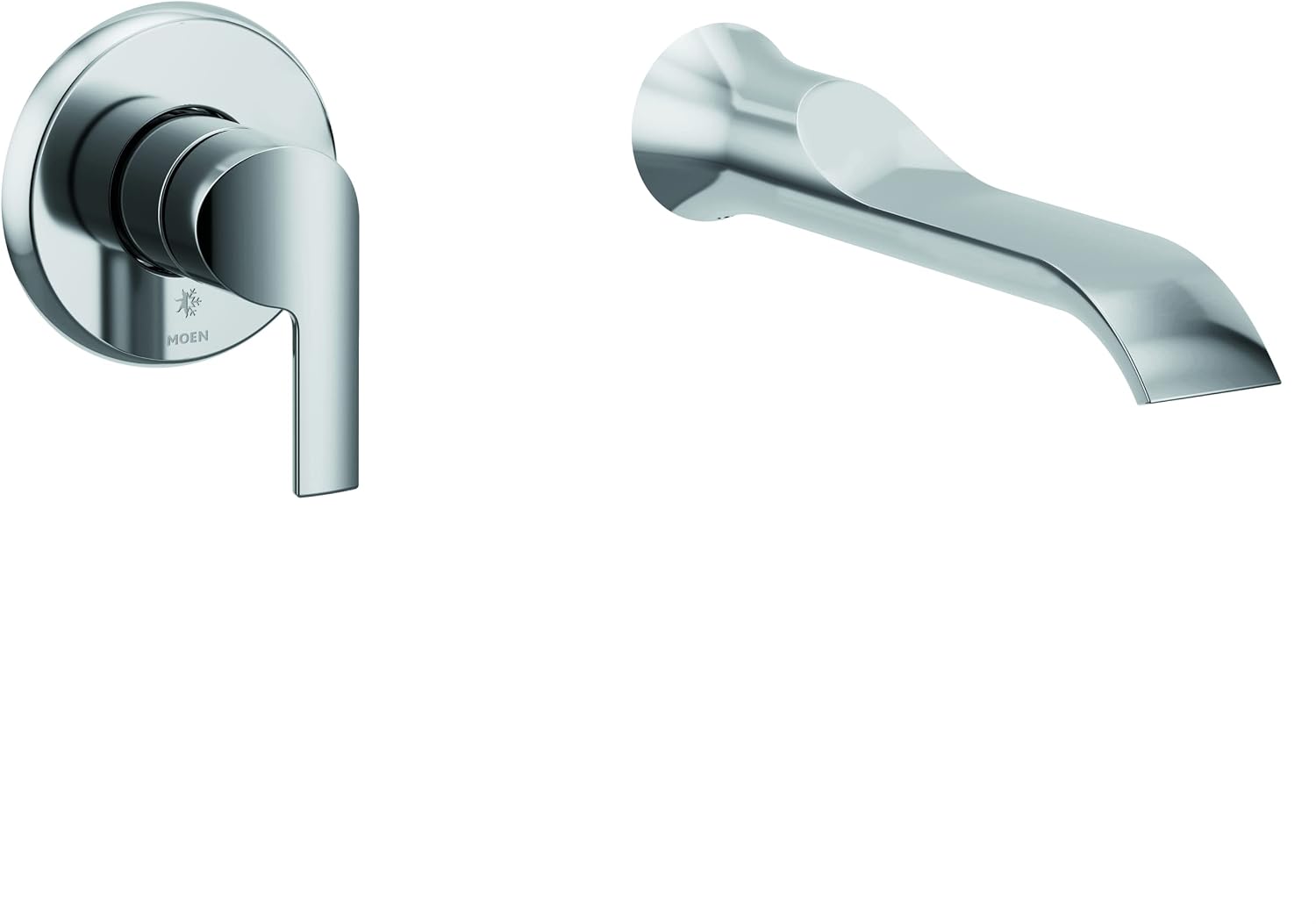 Doux Chrome Single Handle Wall Mount Tub Filler High Flow Tub Faucet with 10" Spout Reach, WTS981