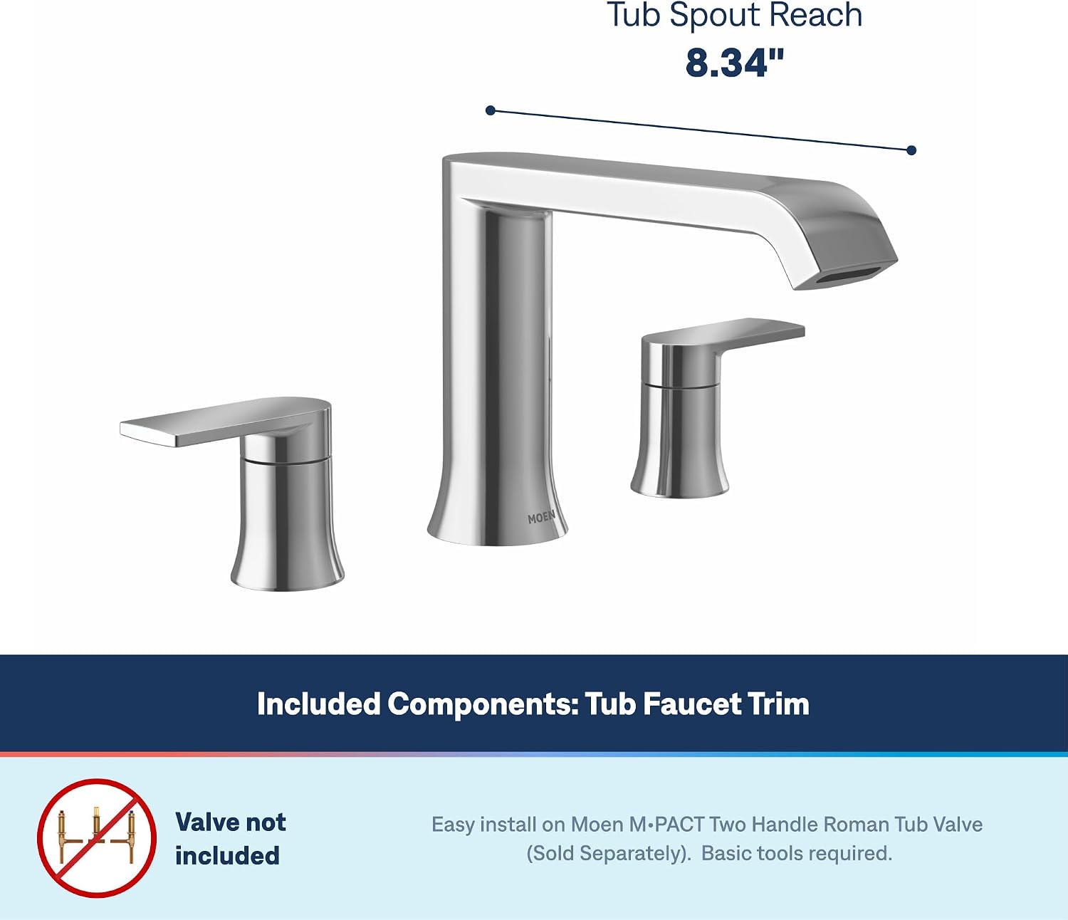 Moen Genta LX Roman Tub Faucet Trim Kit, Chrome, T908