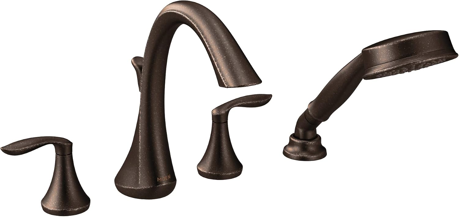 Moen Eva Oil Rubbed Bronze Two-Handle High Arc Roman Tub Faucet and Hand Shower Without Valve, T944ORB