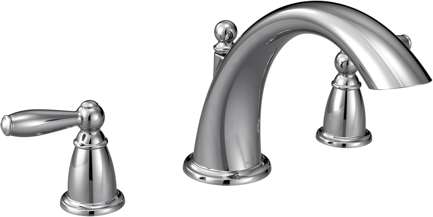 Moen T933 Brantford 2-Handle Deck Mount Roman Tub Faucet Trim Kit, Valve Required, Chrome