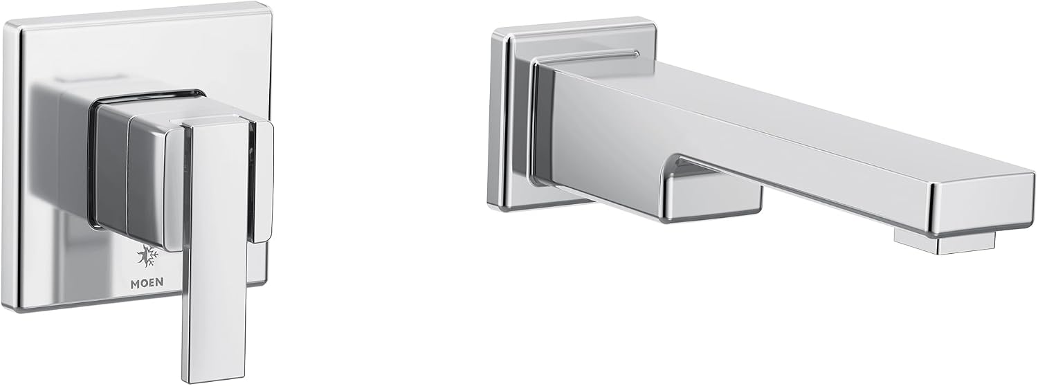 90 Degree Chrome Single Handle Wall Mount Tub Filler High Flow Tub Faucet with 10" Spout Reach, WTS911