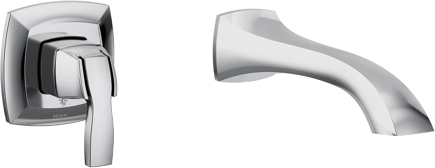 Voss Chrome Single Handle Wall Mount Tub Filler High Flow Tub Faucet with 10" Spout Reach, WT691
